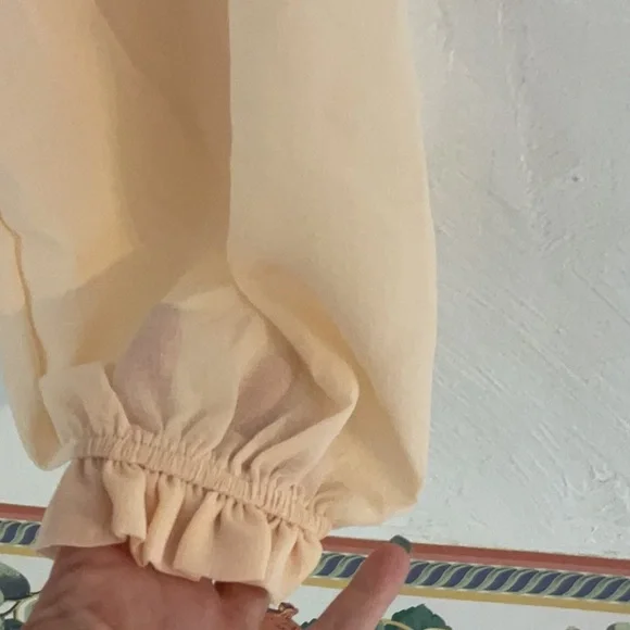 Papaya Corset Style Crop Top w/Long Puff Sleeves, Size S, Nude, NWT - Picture 4 of 7